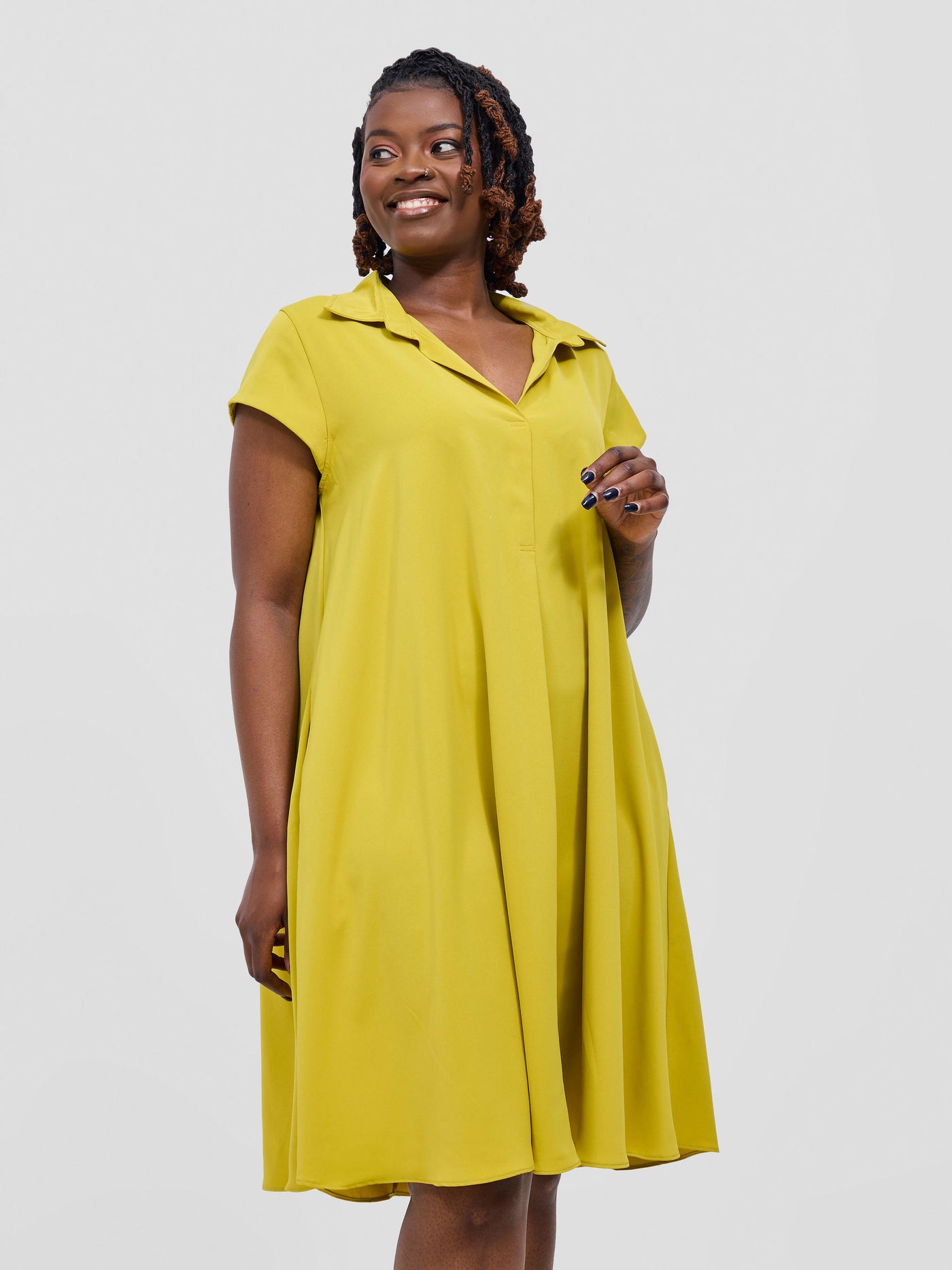 Yumi Cap Sleeve Dress - Mustard Yellow