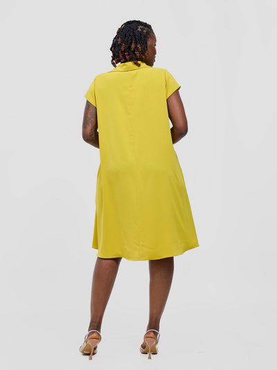 Yumi Cap Sleeve Dress - Mustard Yellow - Shopzetu