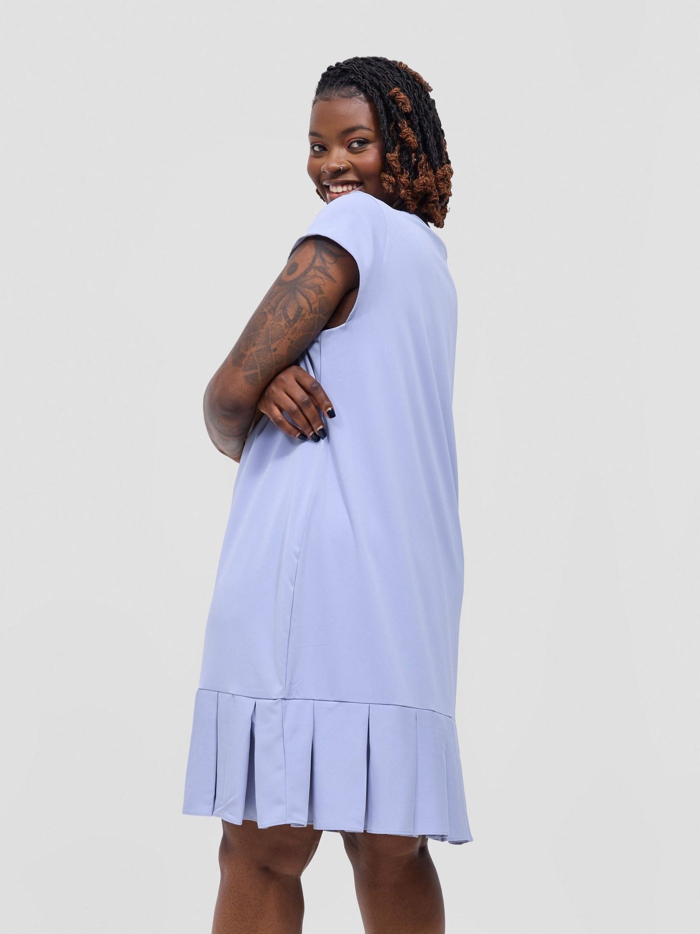 Zawadi Inverted Pleat Dress - Lilac - Shopzetu