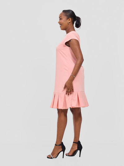 Zawadi Inverted Pleat Dress - Peach - Shopzetu