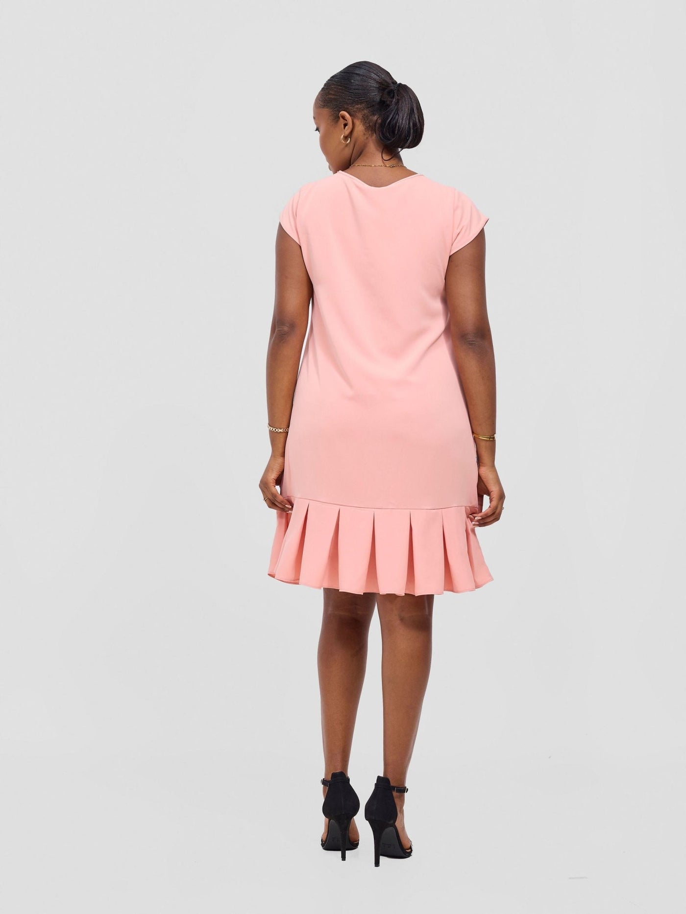 Zawadi Inverted Pleat Dress - Peach - Shopzetu