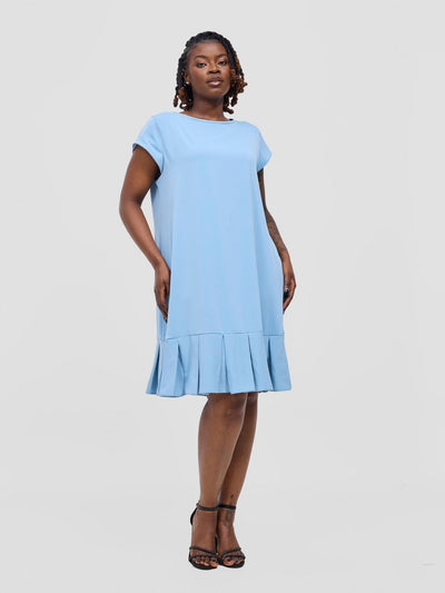 Zawadi Inverted Pleat Dress - Blue - Shopzetu