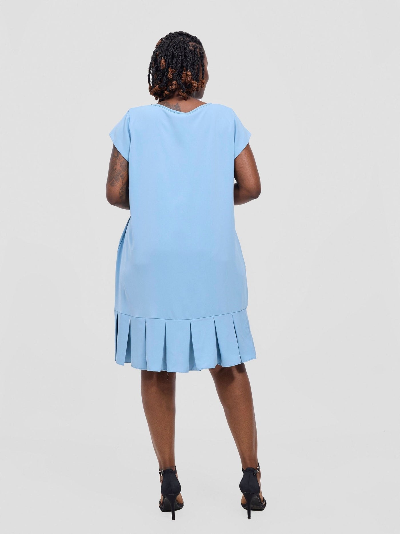 Zawadi Inverted Pleat Dress - Blue - Shopzetu