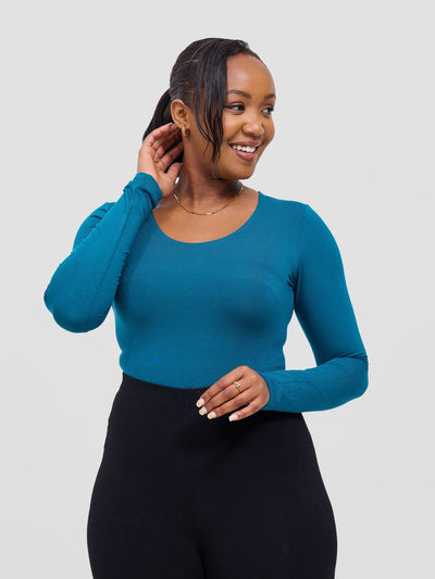 Vivo Basic Long Sleeved Bodysuit - Teal - Shopzetu