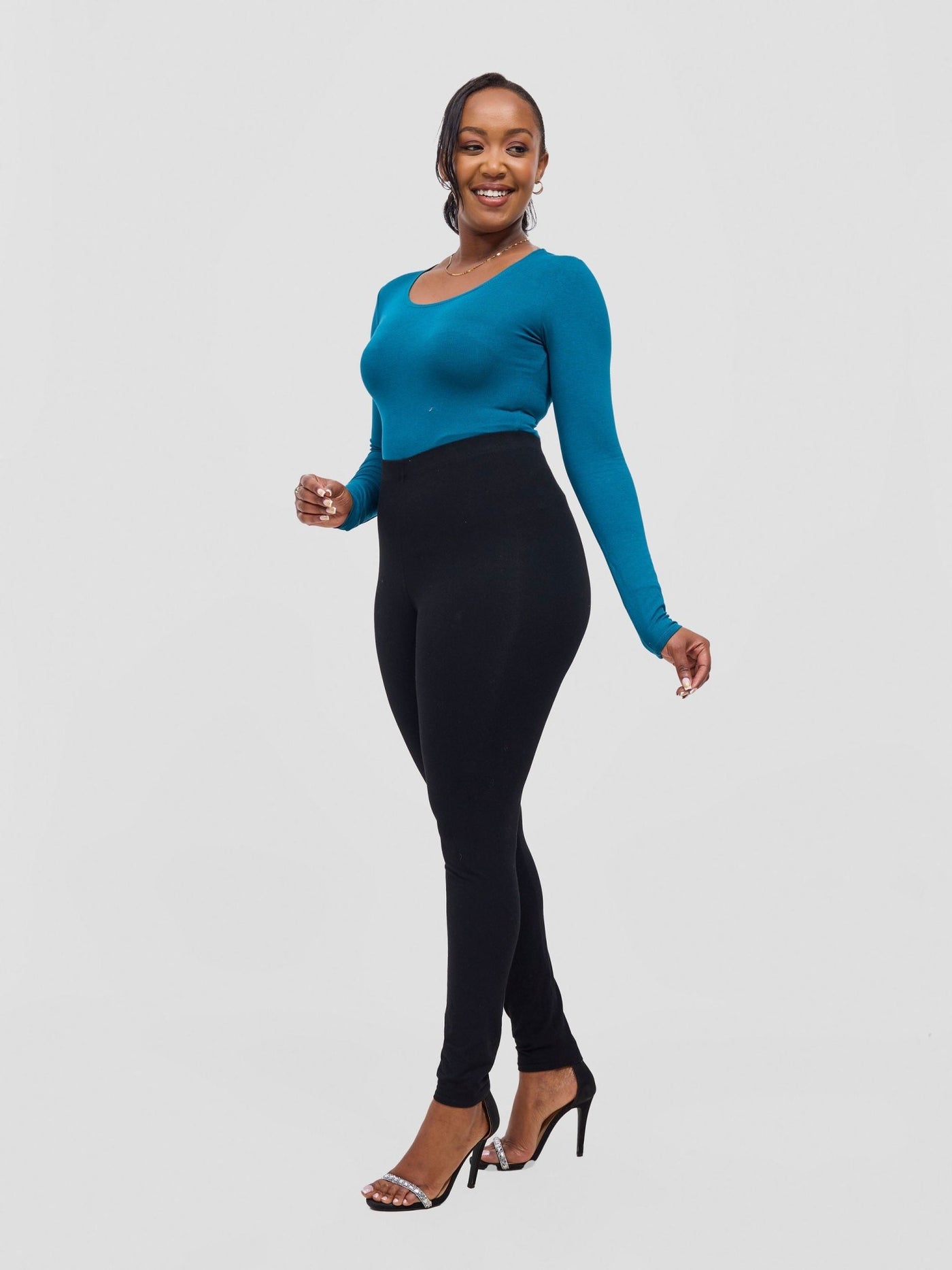 Vivo Basic Long Sleeved Bodysuit - Teal - Shopzetu