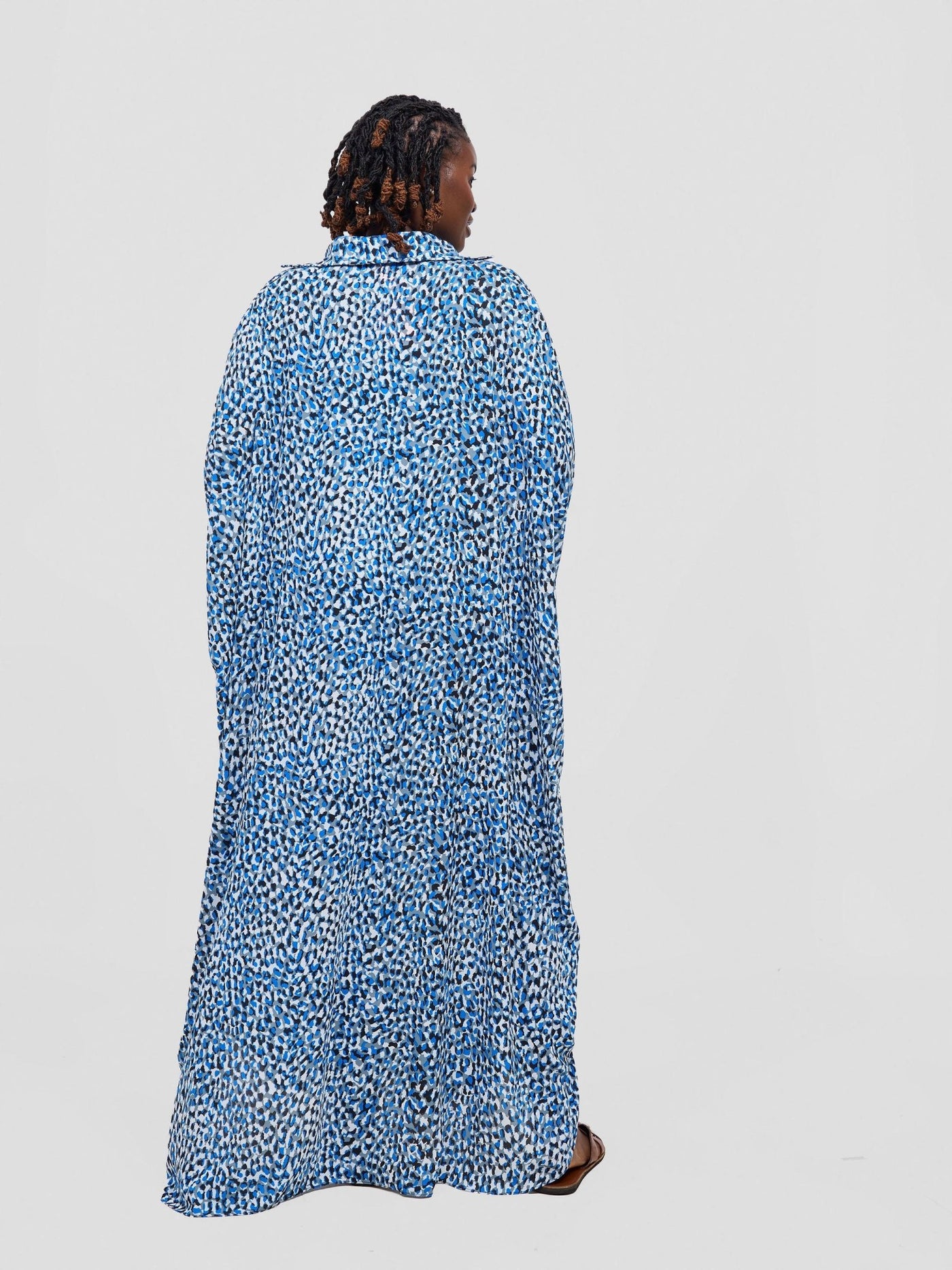 Vivo Muna Oversized Maxi Shirt - Blue / White Berek Print - Shopzetu