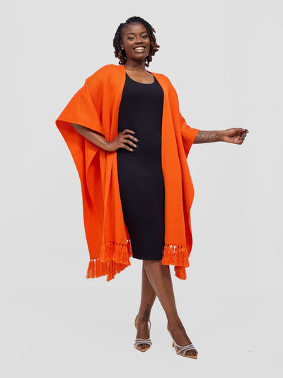 Vivo Basic Double Layered Wrap Poncho - Orange - Shopzetu