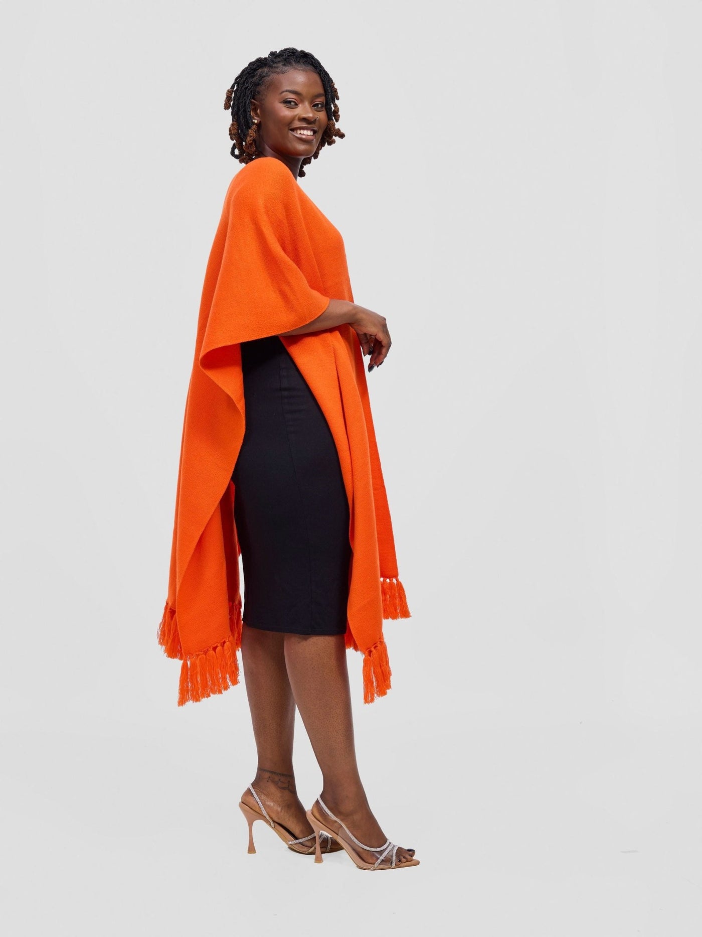 Vivo Basic Double Layered Wrap Poncho - Orange - Shopzetu