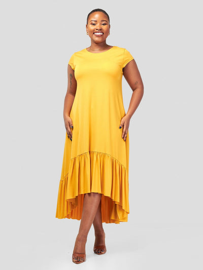 Vivo Lindi High Low Dress - Mustard - Shopzetu