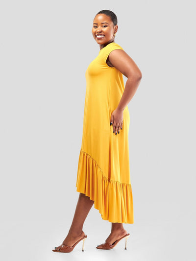 Vivo Lindi High Low Dress - Mustard - Shopzetu