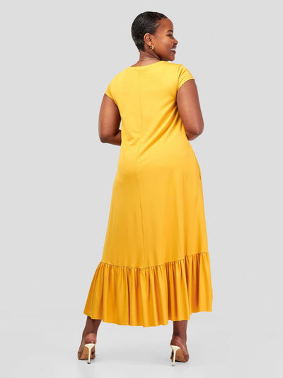 Vivo Lindi High Low Dress - Mustard - Shopzetu