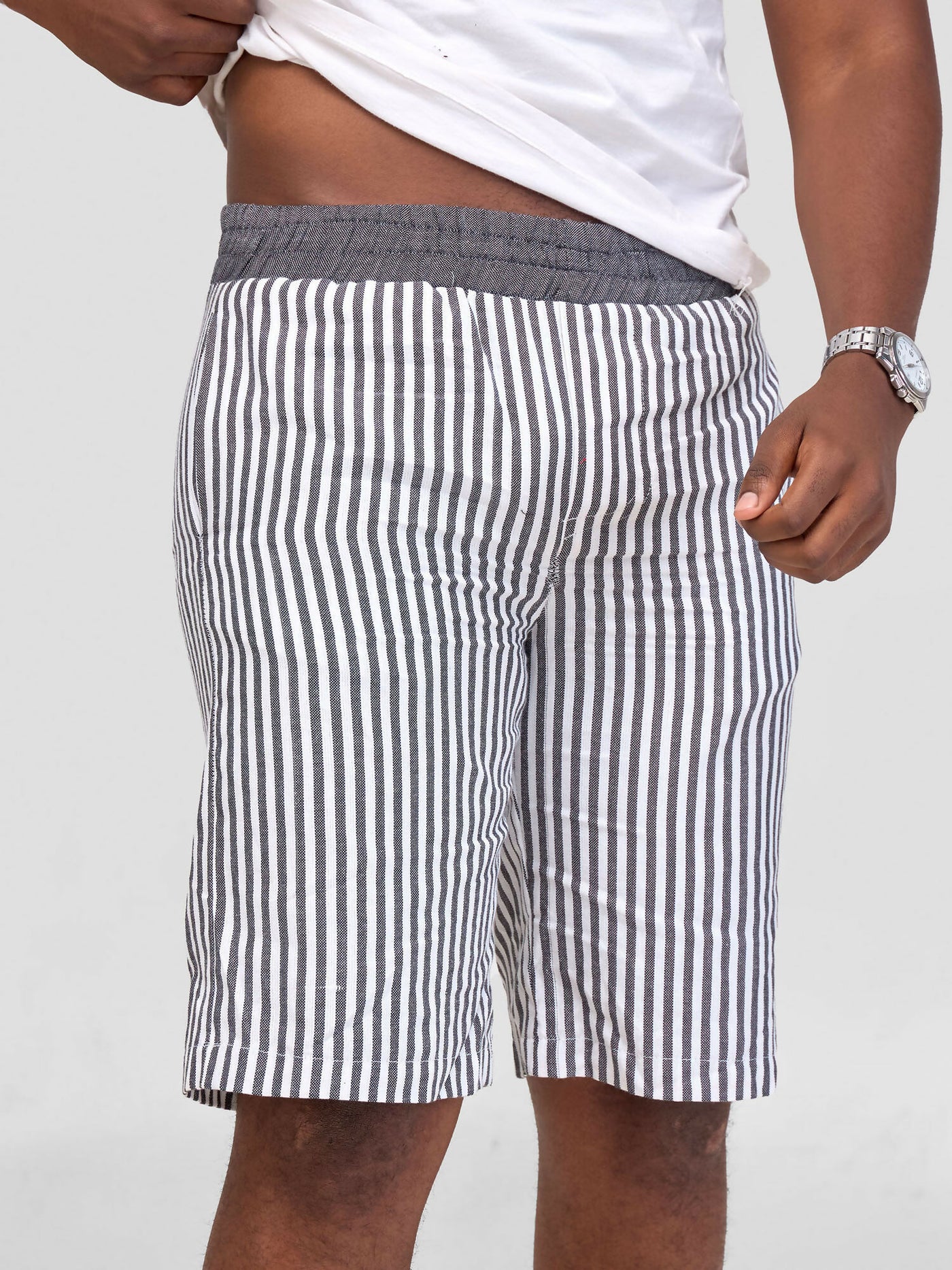 Liquid Lemn Mistari Kikoy Summer Striped Short - Grey - Shopzetu