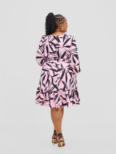 Vivo Serwa Tent Dress - Pink / Black Wera Print - Shopzetu