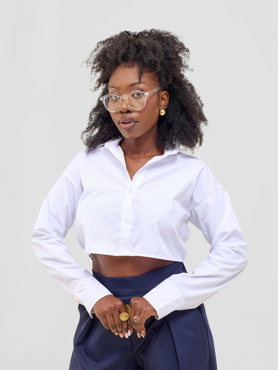 Zoya Kyro Cropped Shirt - White - Shopzetu