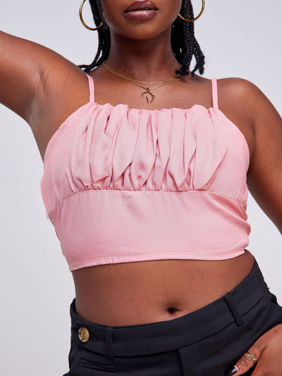 Lola Ruched Bust Crop Top - Rose Gold - Shopzetu