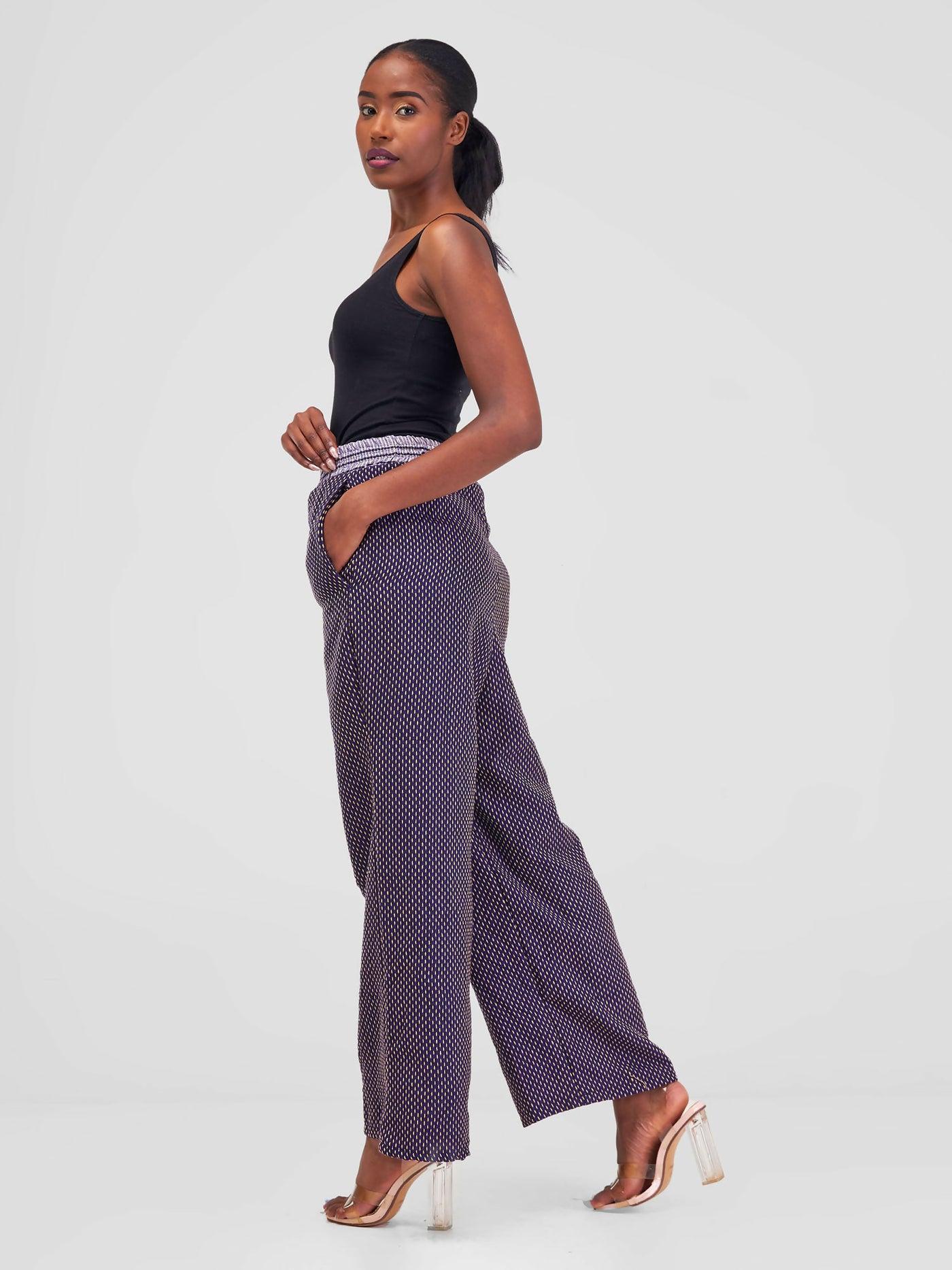 Liquid Lemn Wide Leg Lounger Palazzo Pant - Purple - Shopzetu