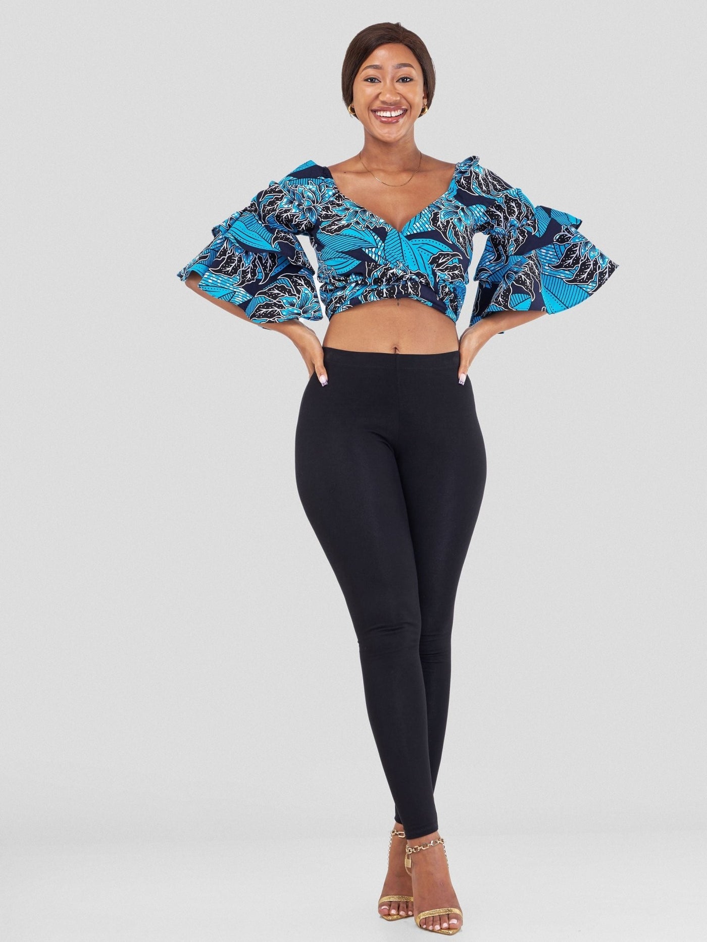 Vivo Naya Tiered Sleeve Wrap Top - Jivu - Shopzetu