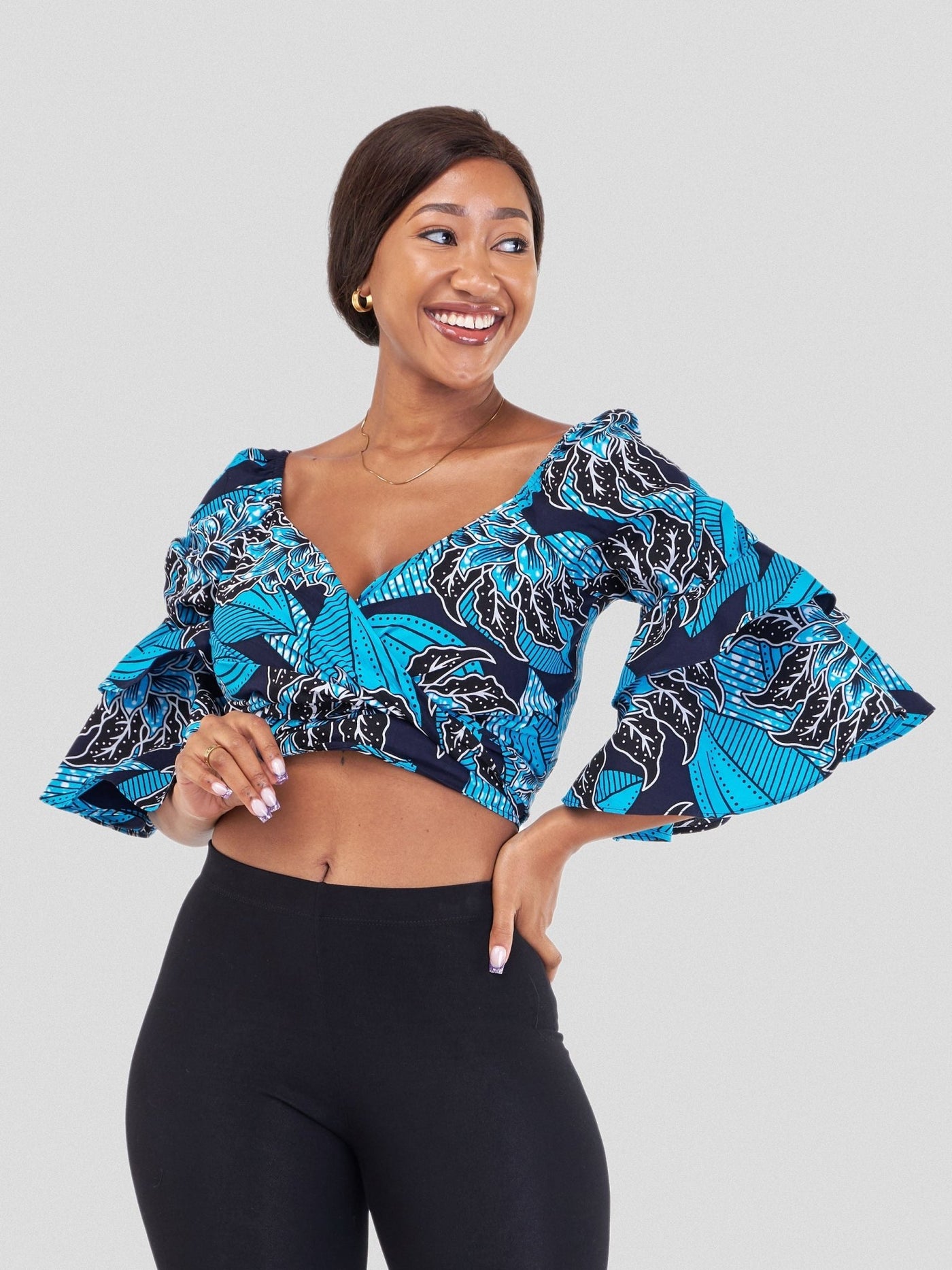 Vivo Naya Tiered Sleeve Wrap Top - Jivu - Shopzetu