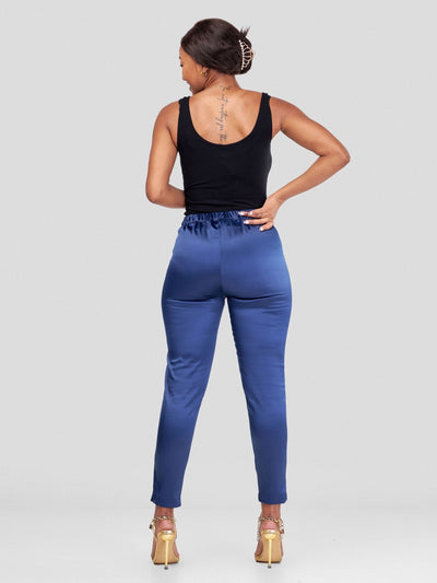 Vivo Naya Cigarette Pants - Navy Blue - Shopzetu