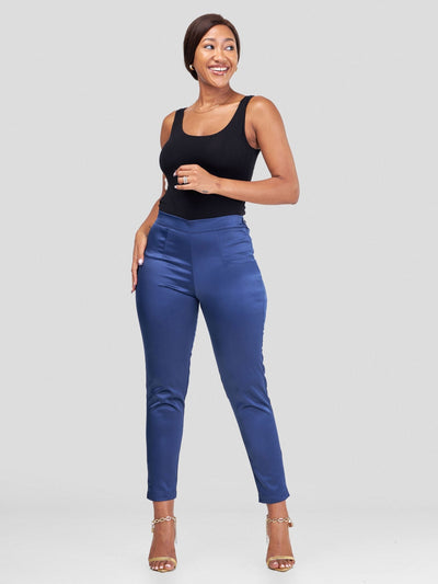 Vivo Naya Cigarette Pants - Navy Blue - Shopzetu