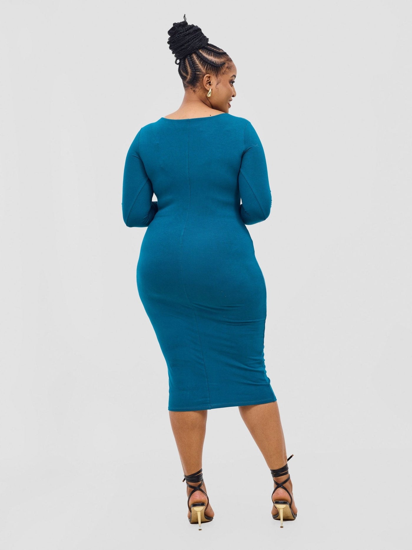 Vivo Basic Long Sleeved Double Layered Bodycon - Teal - Shopzetu