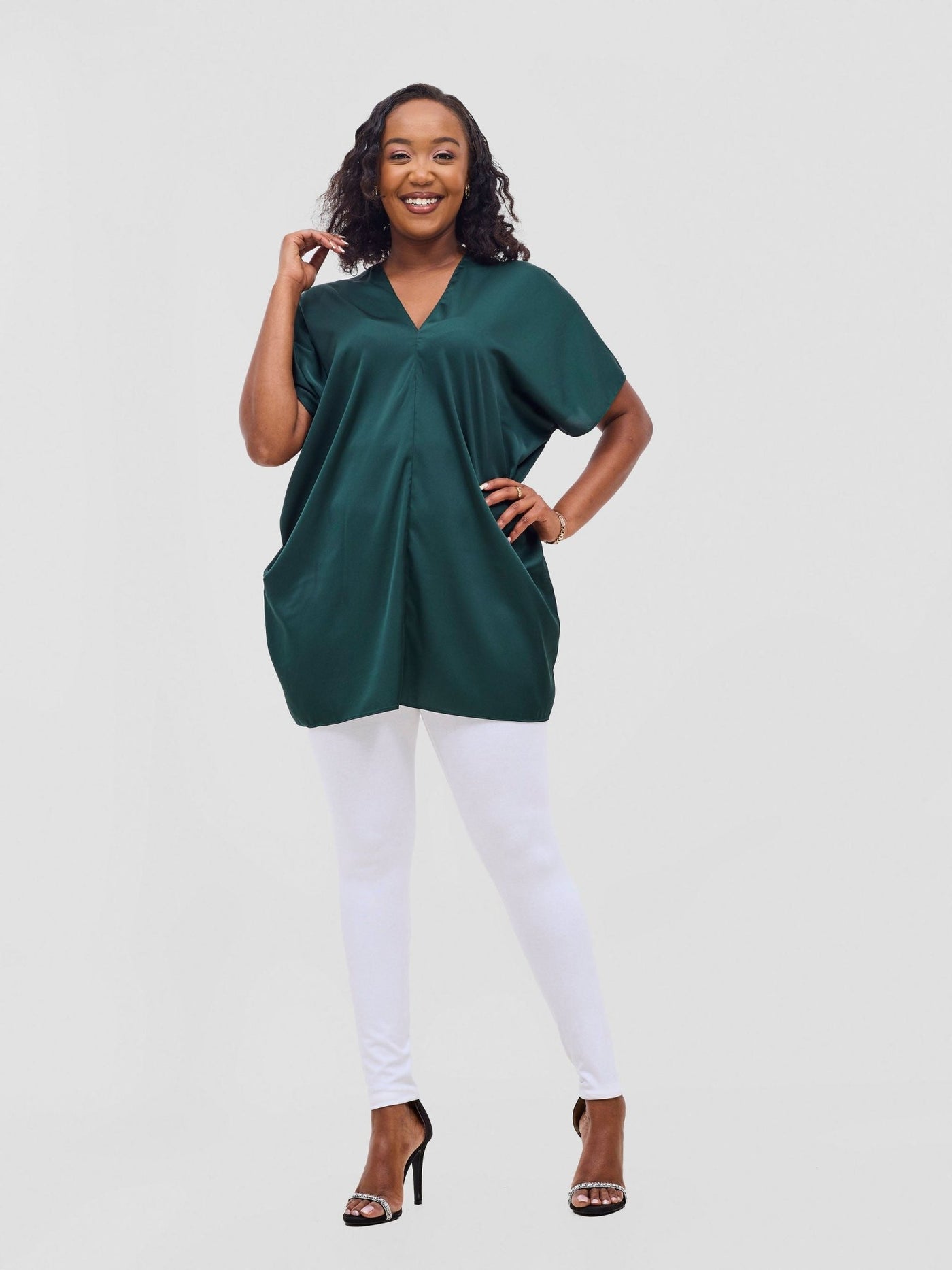 Vivo Basic Tunic Top - Dark Green - Shopzetu