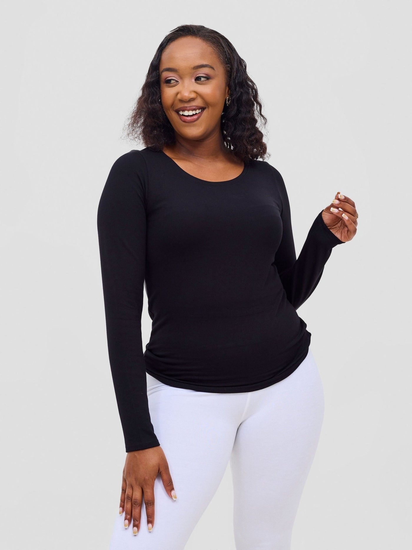 Vivo Val Long Sleeve Sleeve Top - Black - Shopzetu