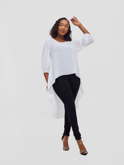 Vivo Basic Nalia High - low Chiffon Top - White - Shopzetu