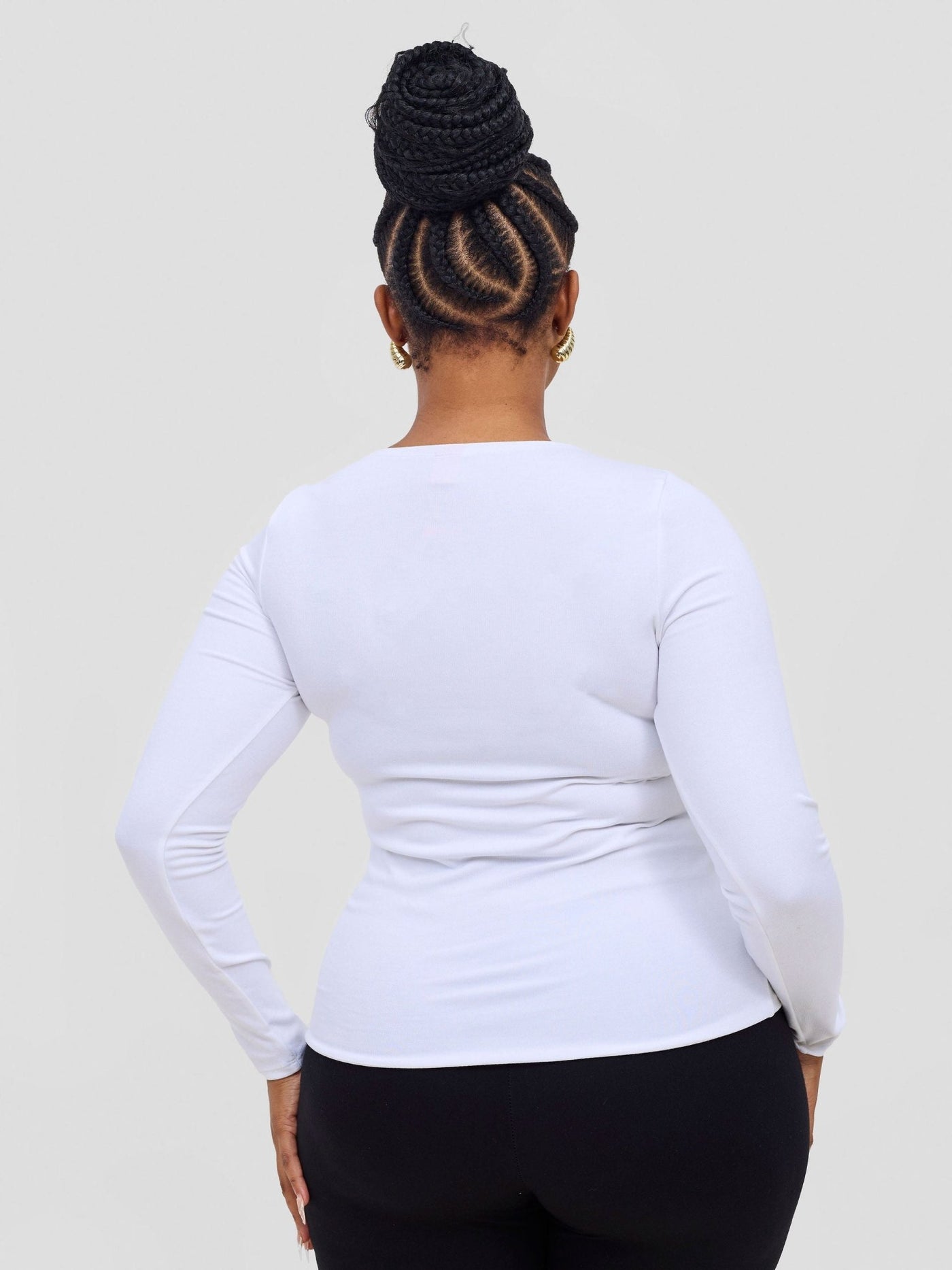 Vivo Basic Val Long Sleeve Sleeve Top - White - Shopzetu