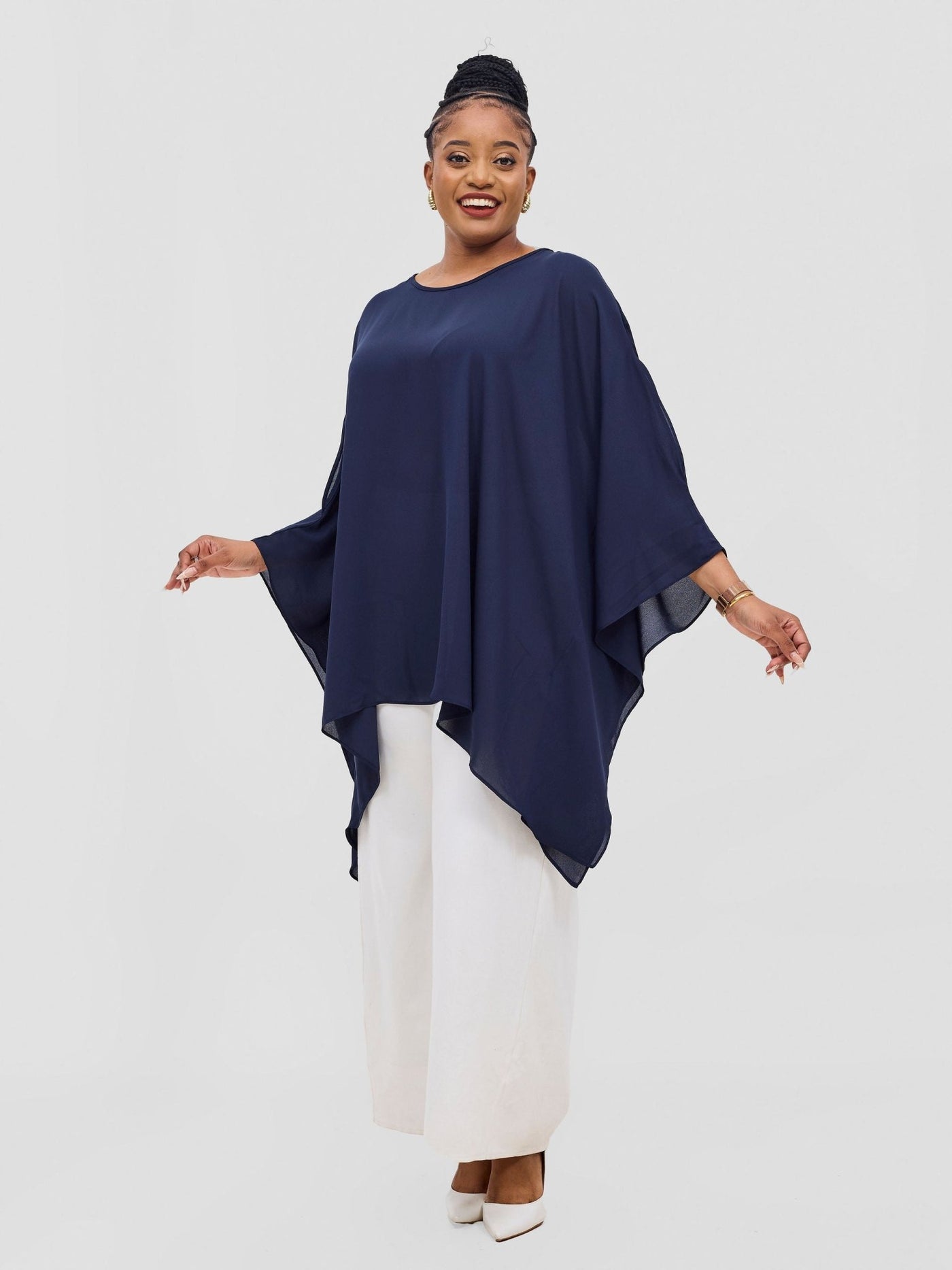 Vivo Malindi Loose Top - Dark Navy Blue - Shopzetu