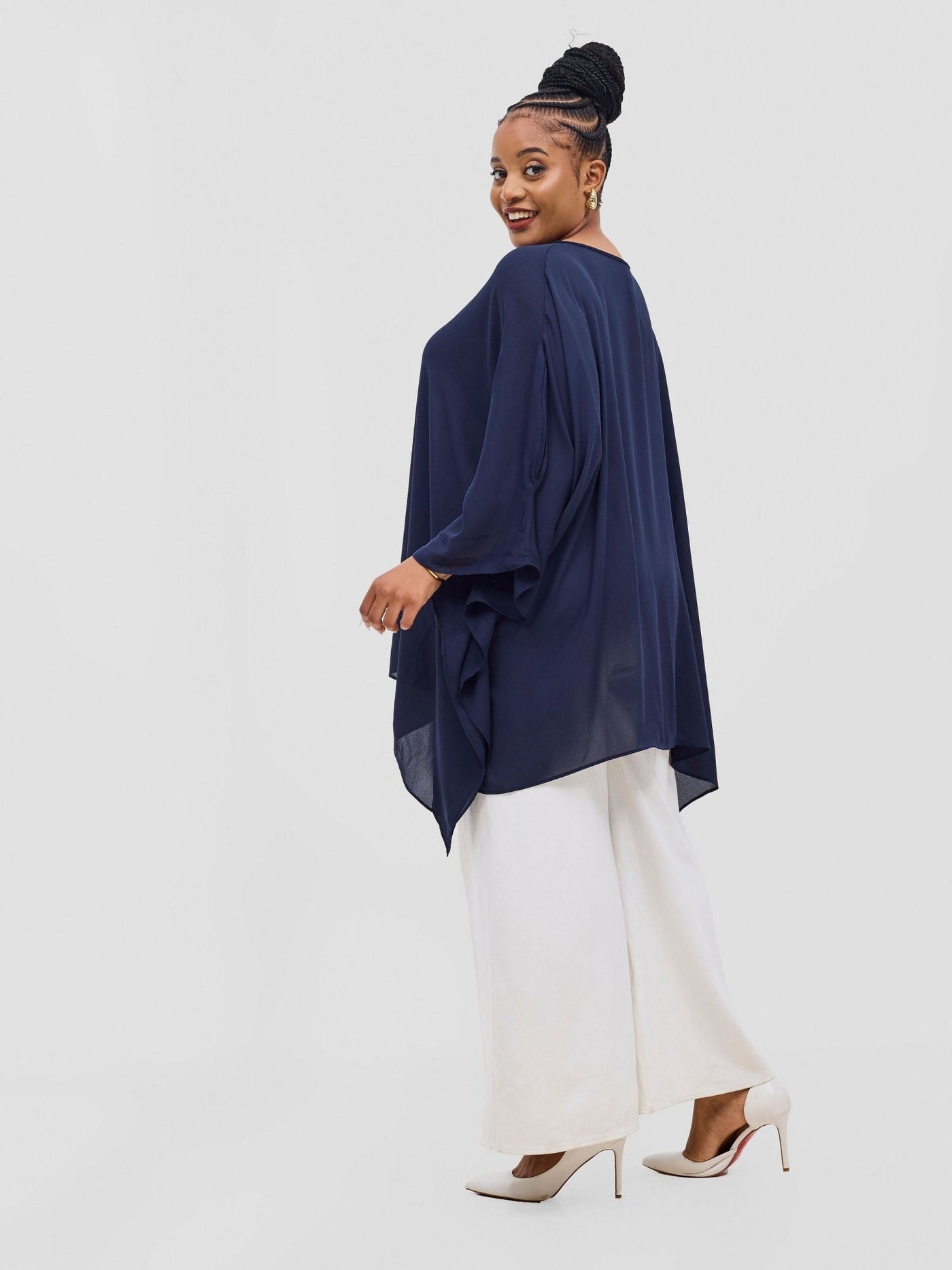 Vivo Malindi Loose Top - Dark Navy Blue - Shopzetu