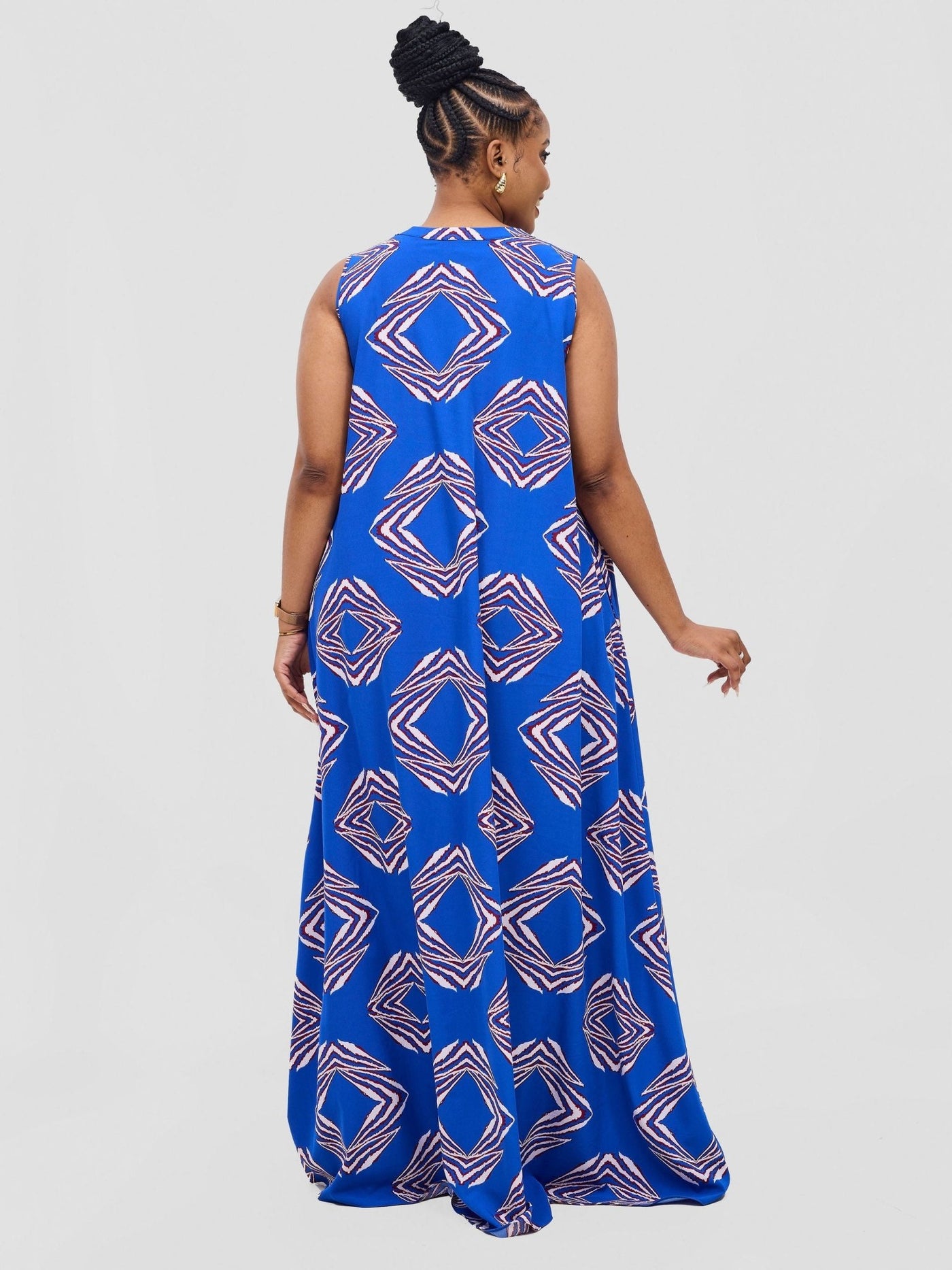 Vivo Ava Tent Maxi Dress - Blue White Print - Shopzetu