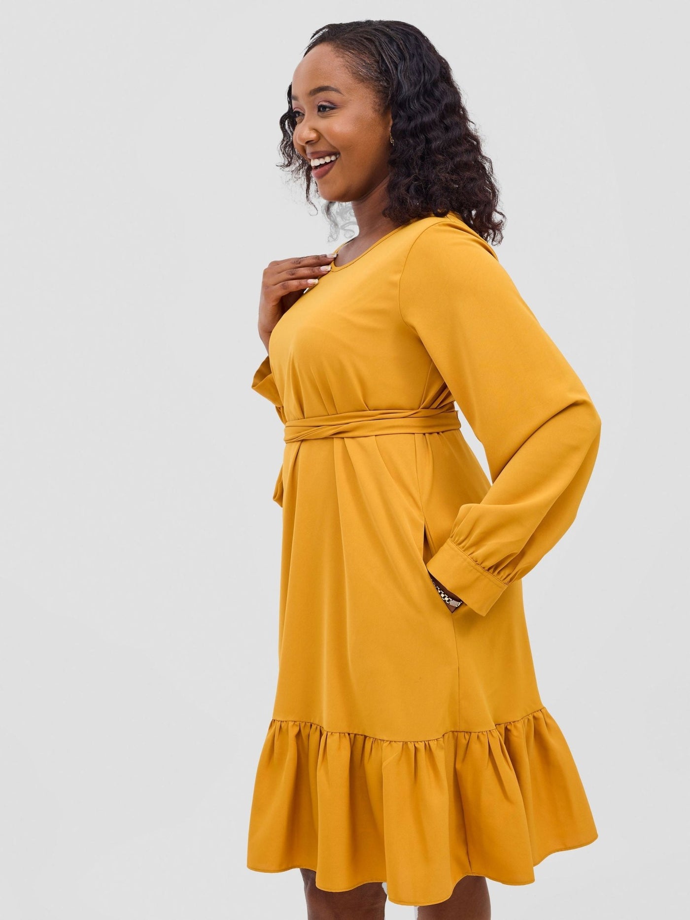 Vivo Serwa Tent Dress - Mustard - Shopzetu