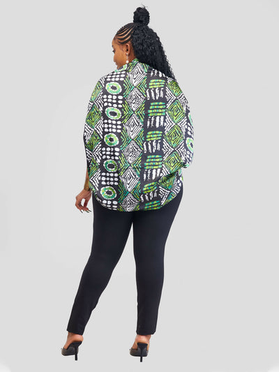 Adire Bomber Shawl - Green