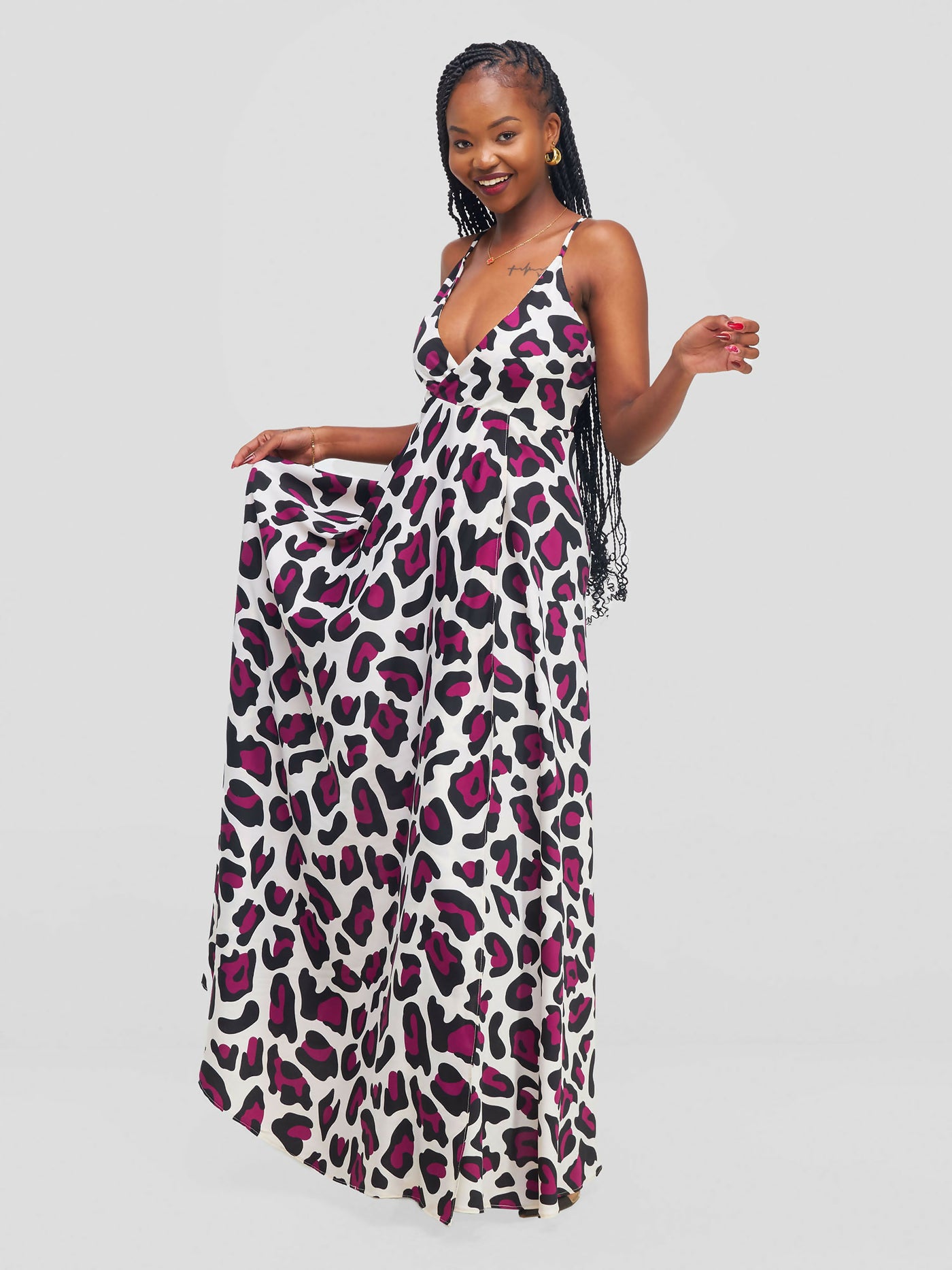 Stella Customized Kenya Spaghetti Sleeveless Dress - Animal Print