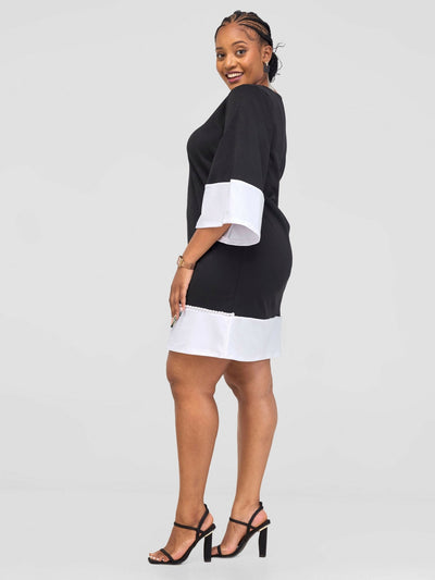 JMC Alina Shift Dress - Black / White - Shopzetu