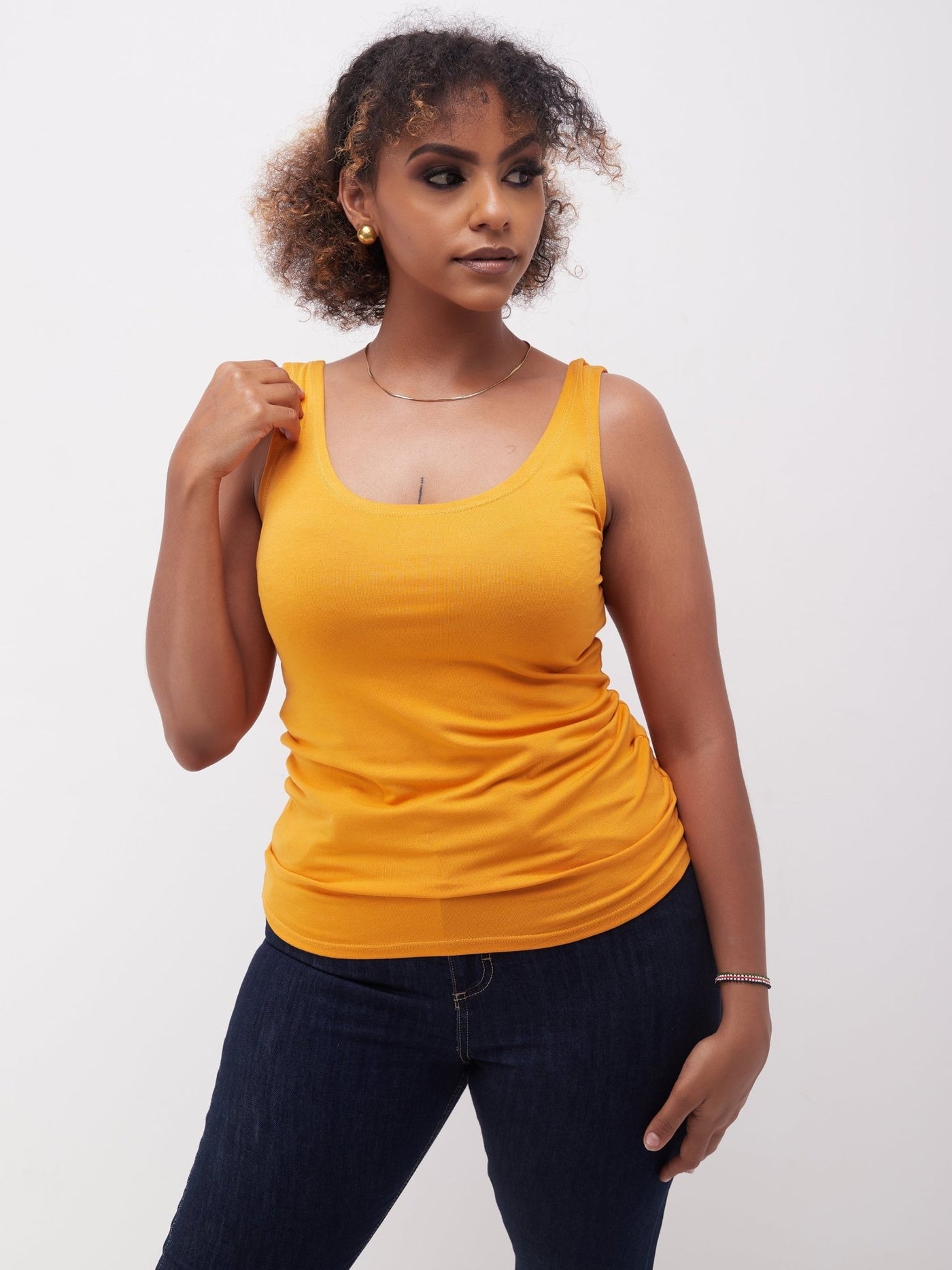 Zoya Basic Tank Top - Mustard - Shopzetu