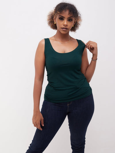 Zoya Basic Tank Top - Dark Green - Shopzetu