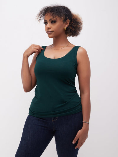 Zoya Basic Tank Top - Dark Green - Shopzetu