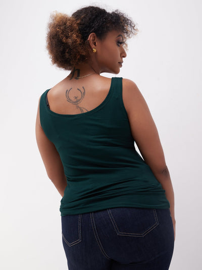 Zoya Basic Tank Top - Dark Green - Shopzetu