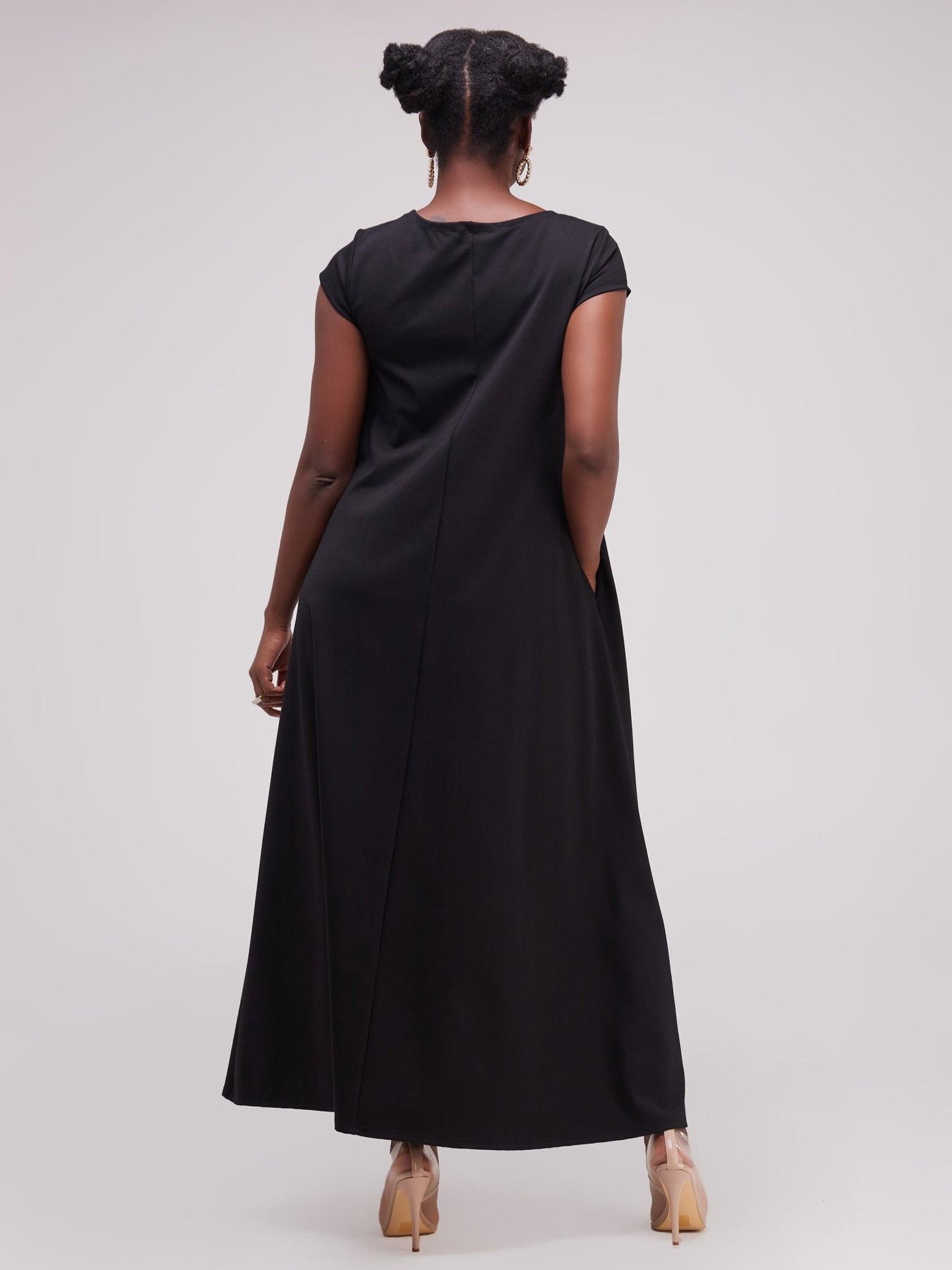 Vivo Basic Kena Tent Maxi Dress - Black - Shopzetu