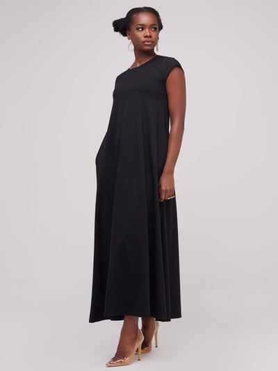 Vivo Basic Kena Tent Maxi Dress - Black - Shopzetu