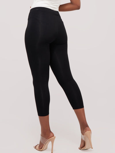 Vivo Basic Capri Leggings - Black - Shopzetu