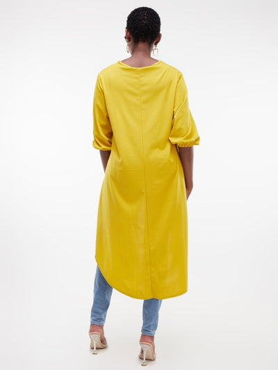 Vivo Basic Nalia High Low Jersey Top - Mustard - Shopzetu