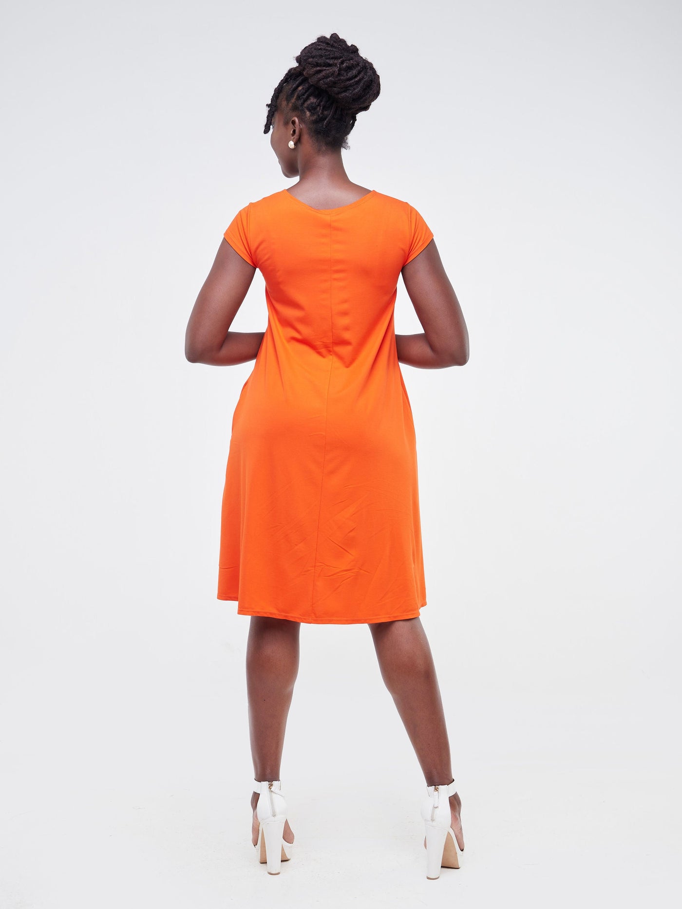 Vivo Basic Kena Tent Knee Length Dress - Orange