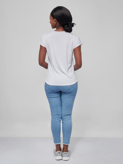 Vivo Basic Drop Shoulder Top - White - Shopzetu