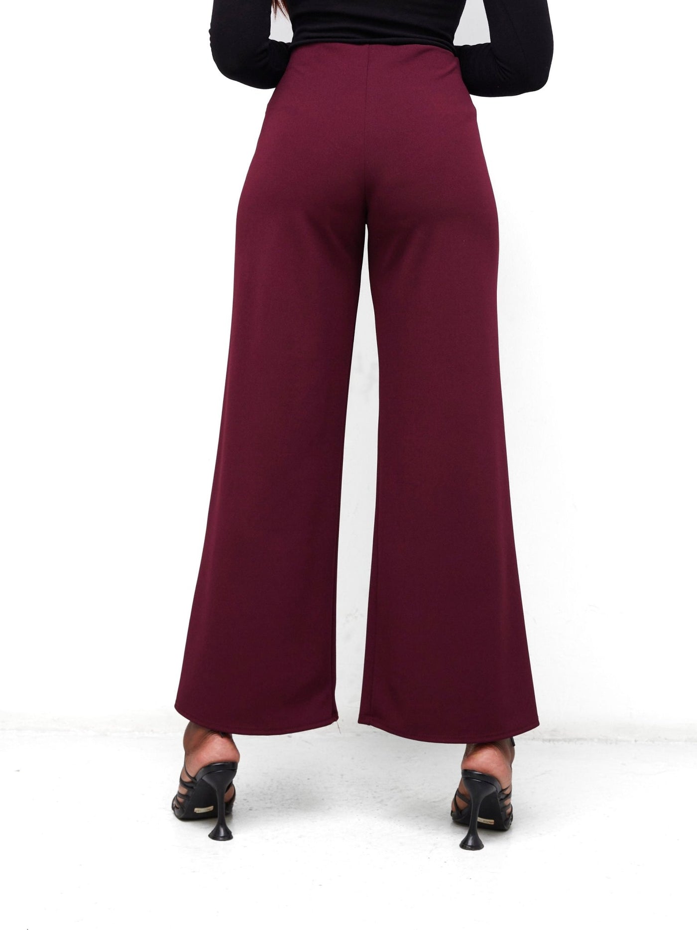 Vivo Dua Wide Leg Pants - Burgundy - Shopzetu