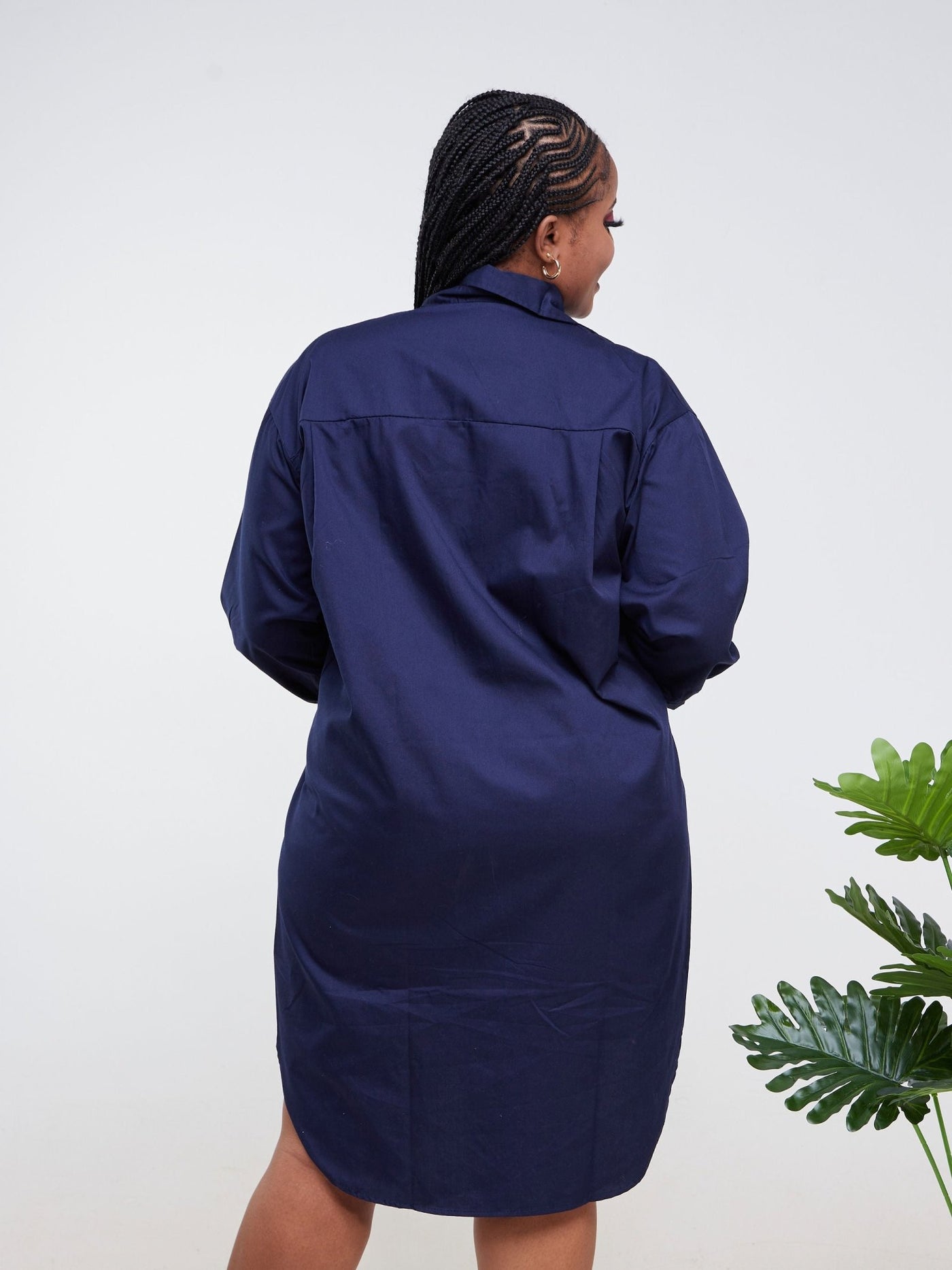 Alara Bishop Sleeve Maxi Shirt Dress - Navy Blue - Shopzetu