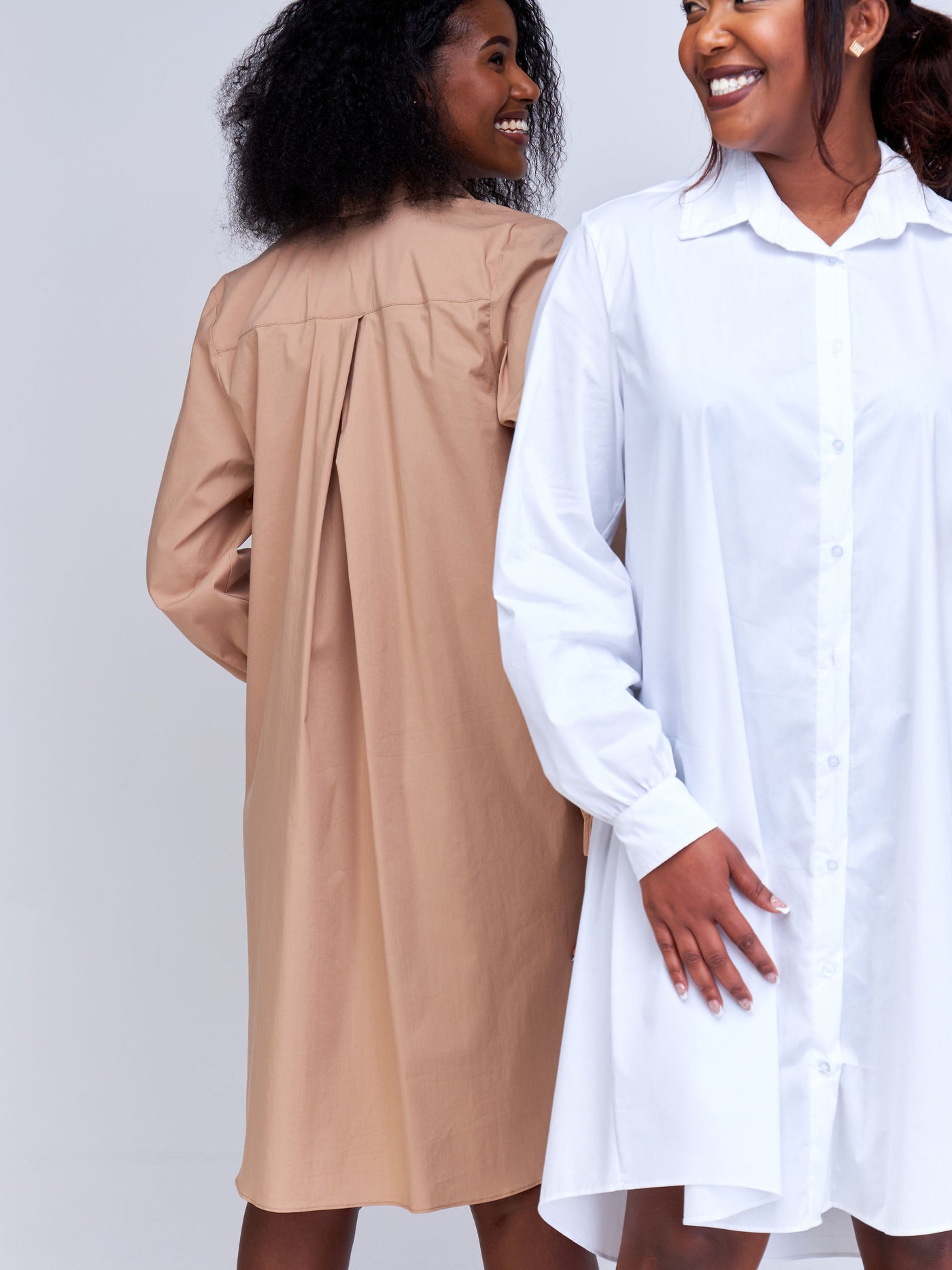 Safari Kaya Long Sleeve Shirt Dress - White