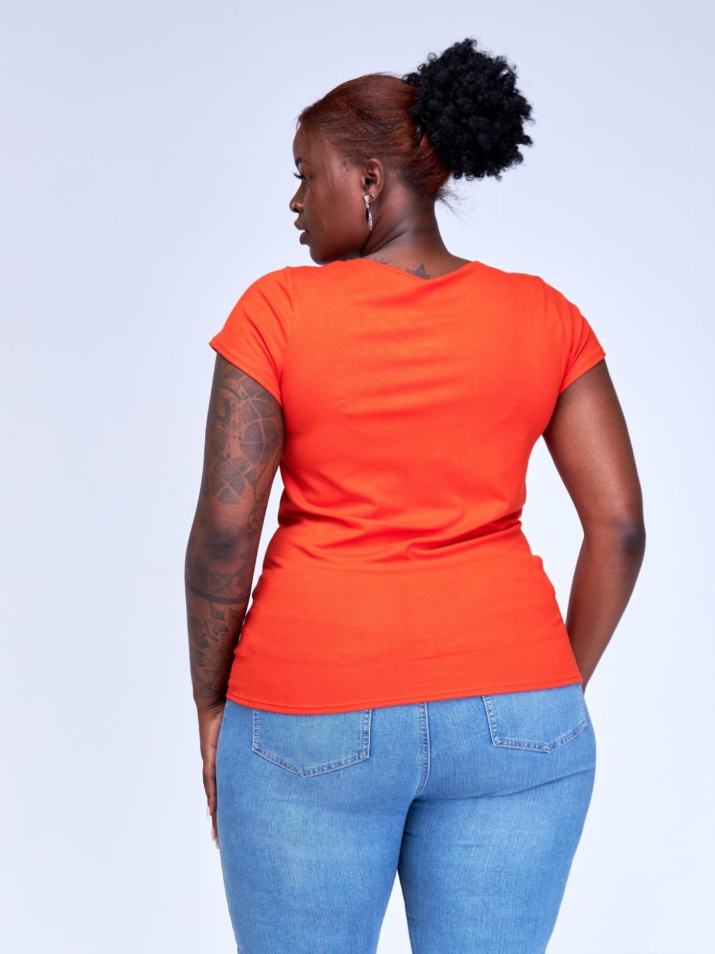 Vivo Basic Val Cap Sleeve Top - Orange - Shopzetu